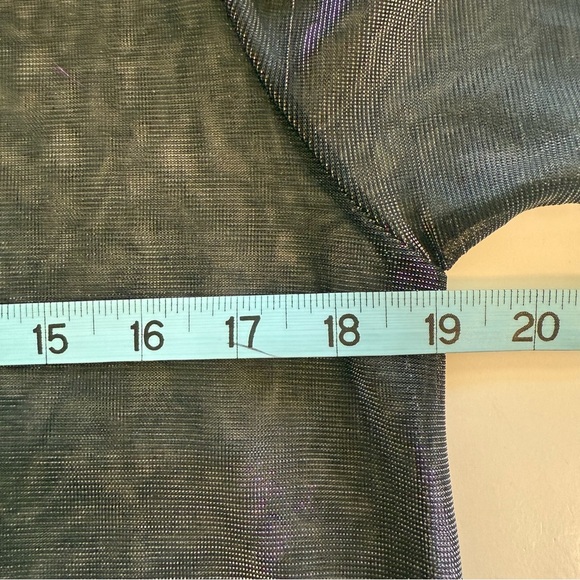 Lucy in the Sky Black Silver Short Sleeve Metallic Overlay Shirt Dress - Picture 10 of 10